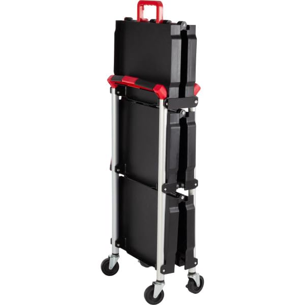 Collapsible Cart - Portable and Lightweight Folding Service Cart with 50lb Capacity Per Shelf - Multi Use Foldable Trolley with Wheels by Stalwart Stalwart