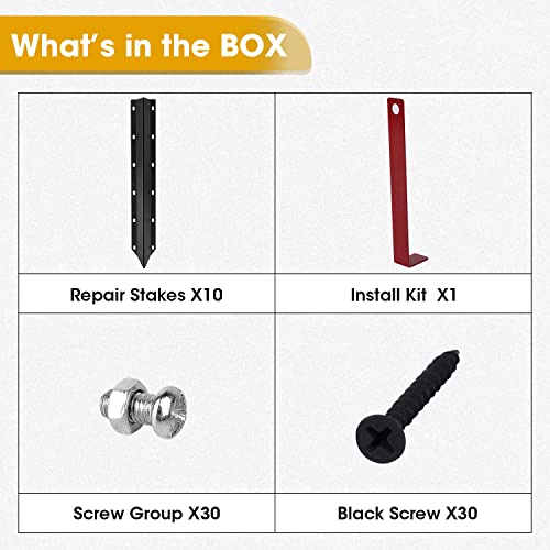 SDSNTE 10 Pack Ga Steel Fence Post Repair Stakes – Easy Installation Kit Included SDSNTE