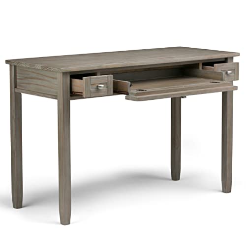 SIMPLIHOME Warm Shaker SOLID WOOD Rustic Modern 48 inch Wide Home Office Desk, Writing Table, Workstation, Study Table Furniture in Distressed Grey with 2 Drawers Simpli Home