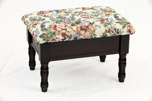 Frenchi Furniture Foot Stool, 13.2"D x 17.84"W x 5.12"H, Cherry Frenchi Furniture