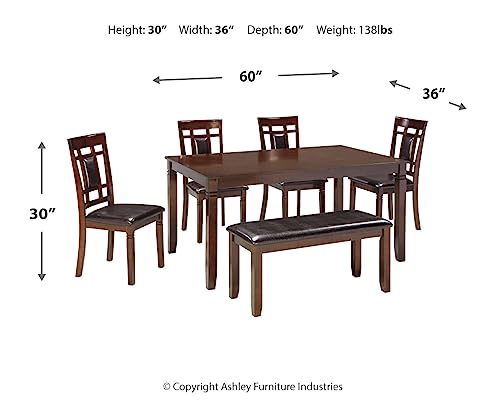 Signature Design by Ashley Bennox Dining Room Set, Includes Table, 4 18" Chairs & Bench, Brown Signature Design by Ashley