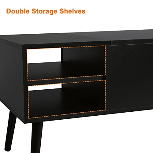 Koifuxii Coffee Table Lift Top - Black Coffee Table with Lifting Top and Hide Compartment Storage - Rectangle Coffee Table Wood - Lift up Coffee Tables for Living Room Koifuxii