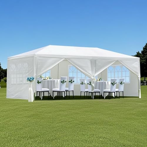 10' X 20' Outdoor Wedding Party Tent Canopy Tent with 6 Removable Sidewalls, Heavy Duty Waterproof Gazebo Patio Shelter for BBQ Camping Party Cater Events Gaderth