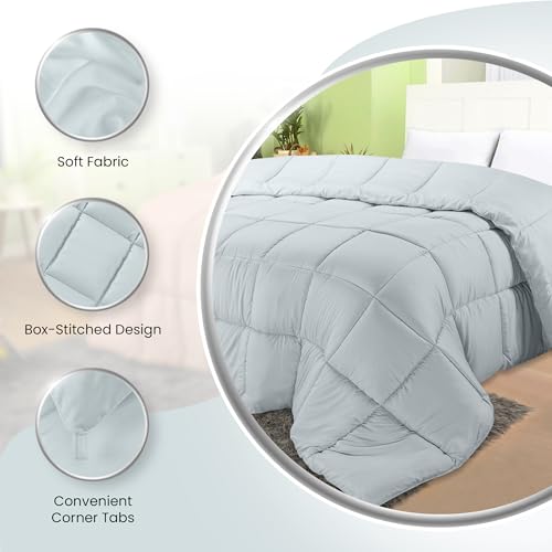 Utopia Bedding Comforters Twin Size, All Season Duvet Insert, Down Alternative Box Stitched Bed Comforter with Corner Tabs, Machine Washable (Light Grey) Utopia Bedding