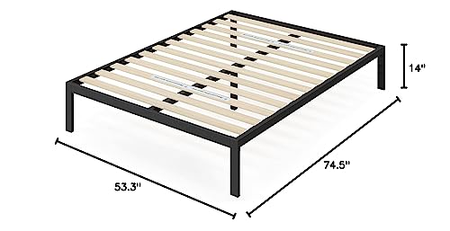 ZINUS Mia Full Metal Platform Bed Frame with Wood Slat Support - No Box Spring Required, Easy Assembly, Black Zinus
