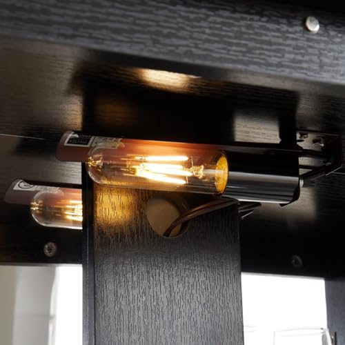 51.58" Lighted Curio Cabinet with Glass Doors and Adjustable Shelves 2 Door Wine Cabinet Display Curio Cabinet with LED Lights Light Black Finish and Drawer for Home Decor and Storage, Black JIJIWANG