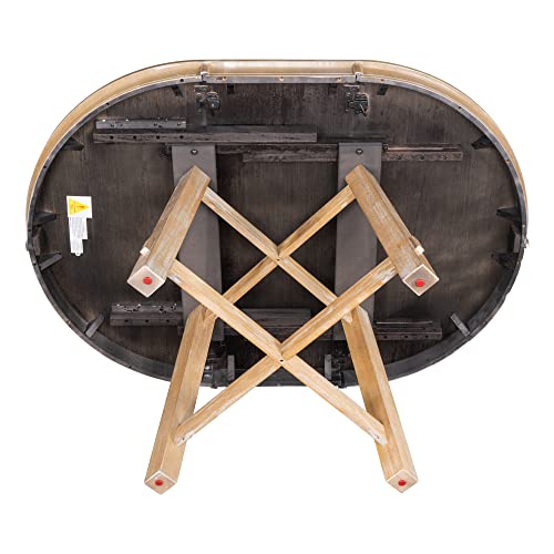 Ball & Cast Farmhouse Extendable Dining Table for 4-6, 42"-58" Extendable Kitchen-Table with a 16" Leaf, Round Ellipse Retro Wood Dining Room-Table w/Removable Leaves,Space Saving, Natural Ball & Cast
