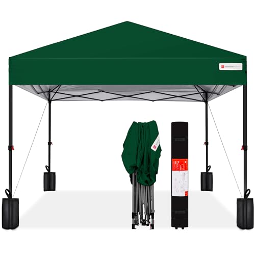 Best Choice Products 12x12ft 1-Person Setup Pop Up Canopy Tent Instant Portable Shelter w/ 1-Button Push, Case, 4 Weight Bags - Forest Green Best Choice Products