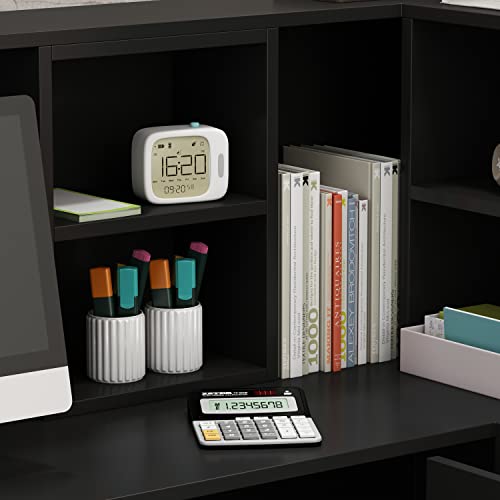 AIEGLE L-Shaped Reception Desk Counter Table with Lockable Drawers & Storage Shelves, Private Workstation for Salon Reception Room Checkout Office, Black (55.9" L x 32.3" W x 48.4" H) AIEGLE