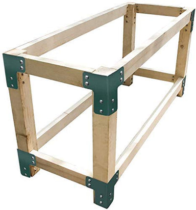 vikofan Heavy Duty Workbench Kit - Garage Workbench Legs Brackets, 8 PCS 5mm Green, Corner Brackets for Wood Workbenches, for DIY Shop Tables, Woodworking, Workshop Shelves, Planer Stands, Gazebos