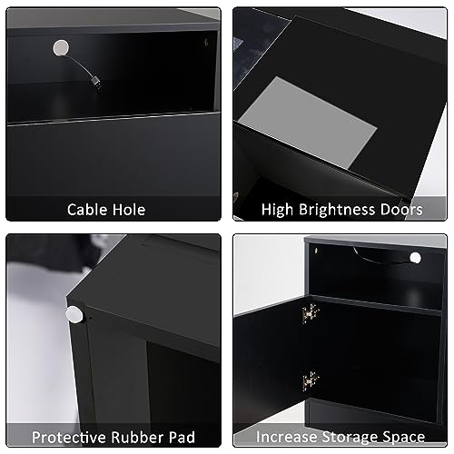 AHB Fireplace TV Stand, LED Light Entertainment Center with 36 Electric Fireplace and Storage Cabinet, Media Console Table for TVs Up to 80 Inches, Ideal for Living Room, 70 Inches (Black) AHB