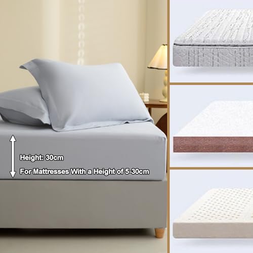 ZCXRYFL Thin- Fitted Sheet 30cm Deep Jersey Cotton Bed Sheet for Mattress, Single Double Queen King Bedspread, Mattress Cover, for Guest Room, All Season, Washable(150x200+30cm,Pink) ZCXRYFL