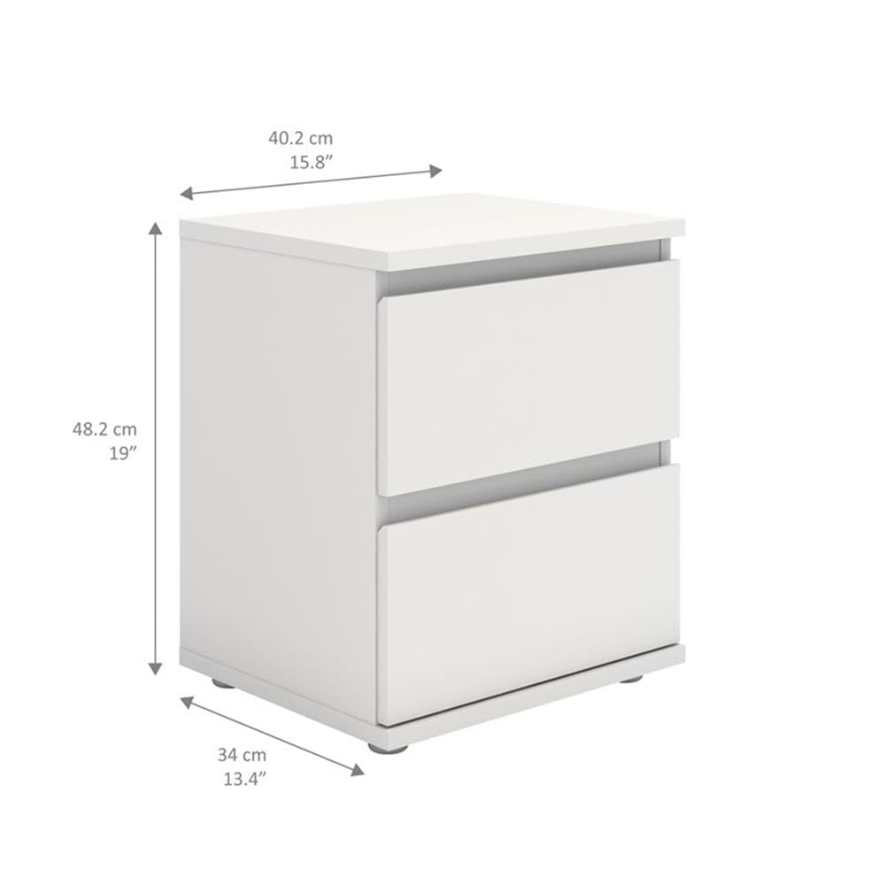 Tvilum 2 Drawer Bedroom Nighstand, White Tvilum