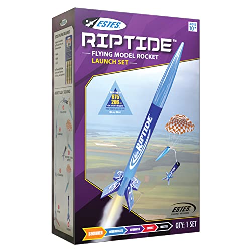 Estes 1403 Riptide Rocket Launch Set, Prebuilt Beginner Flying-Rocket-Model Set for Ages 10+, Includes Launch Pad System Estes