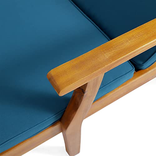 XD Designs Outdoor Double Chaise Lounge Chairs, All Weather Acacia Wood Frame Patio Reclining Daybed Sunbed with Cushions and Adjustable Backrest for 2 People XD Designs