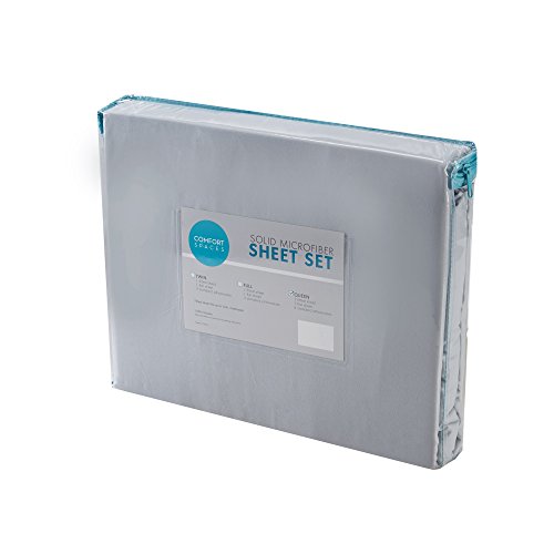 Comfort Spaces Microfiber Set 14" Deep Pocket, Wrinkle Resistant All Around Elastic-Year-Round Cozy Bedding Sheet, Matching Pillow Cases,4pieces, Twin, Light Gray,CS20-0119 Comfort Spaces