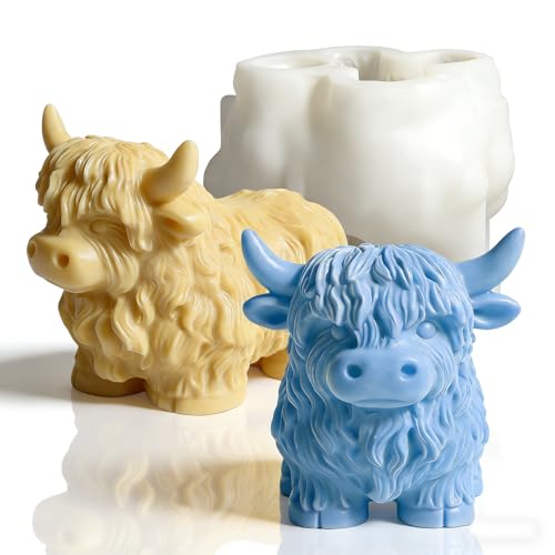 houlishu Cow-Shaped Silicone Molds for 3D Candle Making, Unique Animal Mold, Silicone Food Grade Moulds for Crafts Cake Jelly Gummy Wax Soap Ice Mould for Home Decor