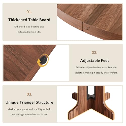 iPormis 59" Round Extendable Dining Table for 4-6, Modern Kitchen Table with Heavy Duty Pedestal Base & Wooden Top, Oval Dining Room Table for Dining Living Room, Easy Assembly, Walnut iPormis