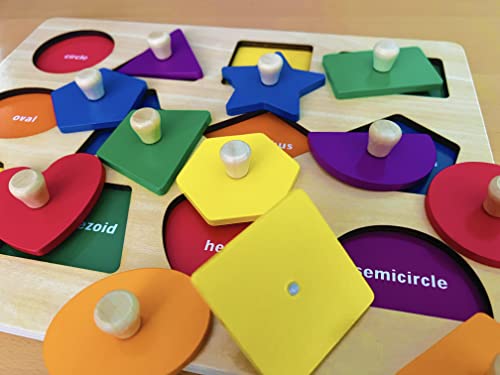 Dailyfunn Montessori Toy Shape Peg Puzzles Baby Puzzle 12-18-24 Months with Knob for Infant-Toddlers 1-3 D Dailyfunn