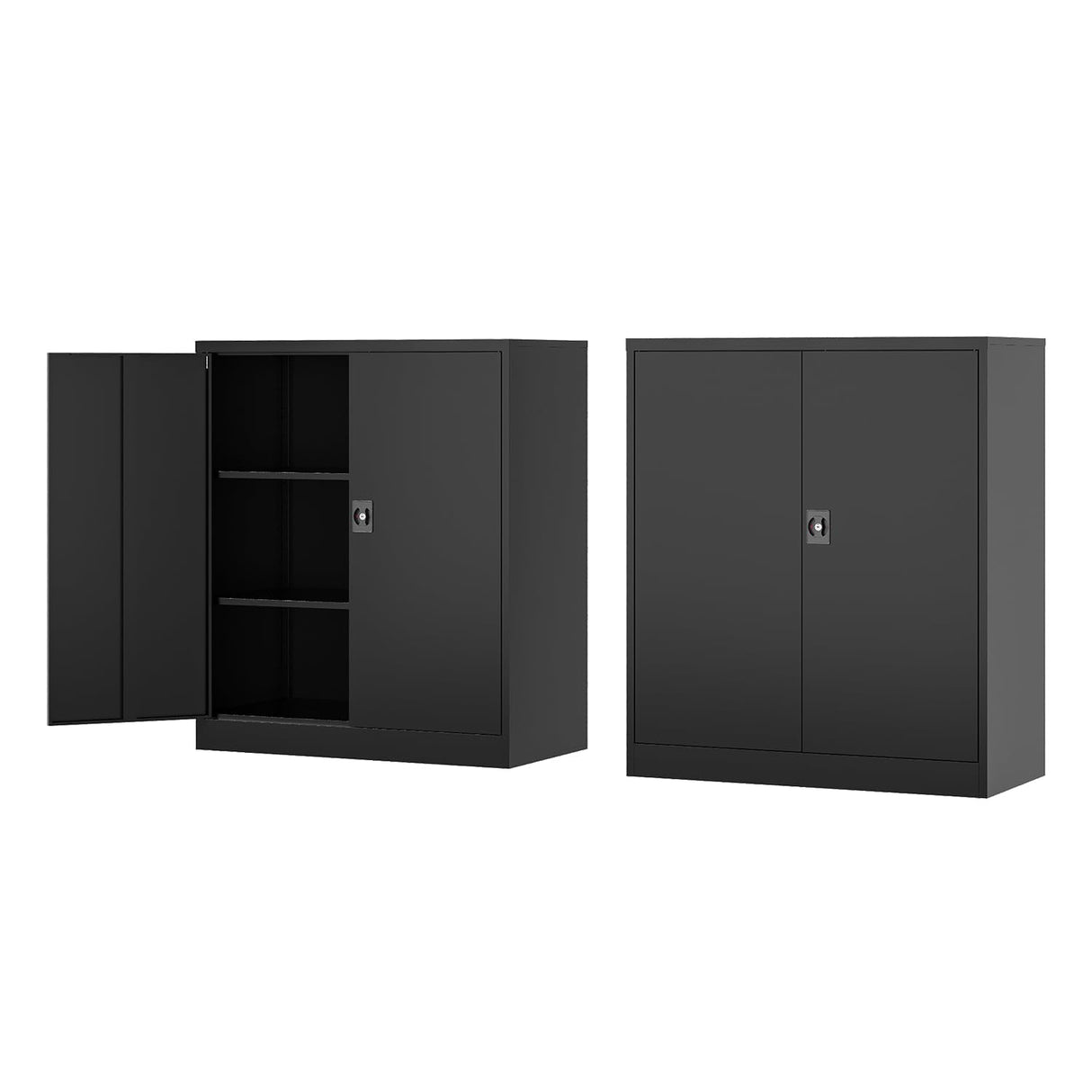 Fesbos Metal Storage Cabinet-36” Tall Steel File Cabinets with Lockable Doors and Adjustable Shelves-Black Steel Storage Cabinet for Home Office, School, Garage Fesbos