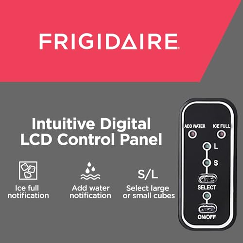 Frigidaire Compact Countertop Ice Maker, Makes 26 Lbs. of Bullet Shaped Ice Cubes Per Day, Silver Stainless Frigidaire