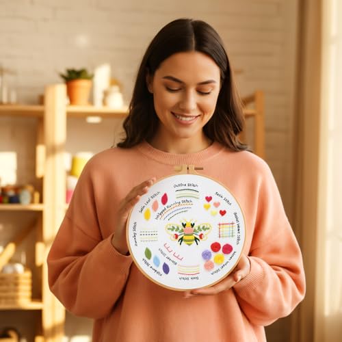 Louise Maelys Embroidery Kits for Beginners,4 Packs Practice Tool,Beginner Embroidery Kit for Adults,Learn 30 Basic Stitches,DIY Hand Sewing Gift Cross Stitch Starter with Hoop and Instruction