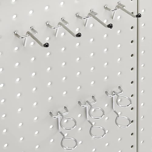 Amazon Basics Rectangular Metal Pegboard Kit for Wall Storage, Rust and Scratch Resistant, 48-Piece, Gray Amazon Basics
