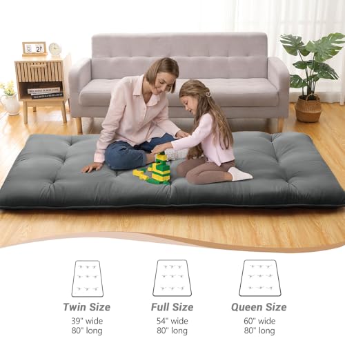 Japanese Floor Futon Mattress Twin Size 80"x39", Thicken Foldable Lazy Floor Bed for Adults, Roll Up Lounger Tatami Sleeping Mat, Water Resistant Futon Tatami Mattresses for Home, Camping, Travel Takywep