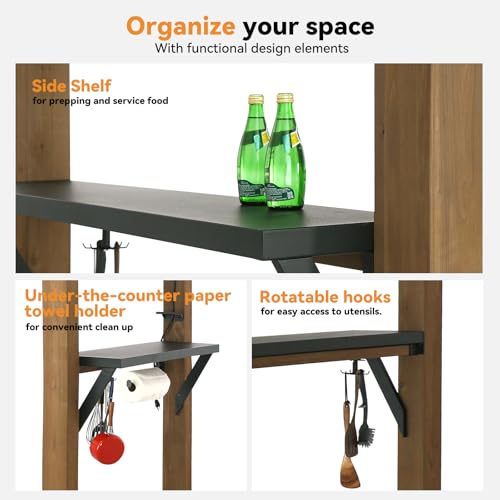 Modern Shade Grill Gazebo 6' X 8', Cedar Wood Gazebo with Shelves and Paper Towel Holder, Patio Gazebo with Galvanized Steel Roof, USB and USB-C Charging Ports, BBQ Gazebo for Patio Backyard Modern Shade Outdoor Living Spaces