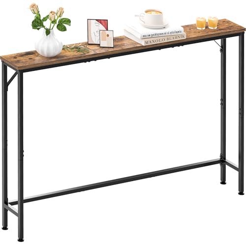 Vantimo 47.2" Console Table, Narrow Entryway Table, Skinny Sofa Table, Behind Couch Table, Long Skinny Table, DisplayTable for Entryway, Living Room, Foyer, Corridor, Office, Rustic Brown Vantimo