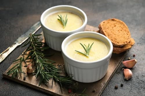 Nuwave Ceramic Ramekins 8 oz, Set of 6, Elegant Classic Style for Baking Souffles, Creme Brulées, Custards, Puddings, 4.3” Wide & 2” Tall, Microwave, Oven & Dishwasher-Safe, Ivory White (6) Nuwave