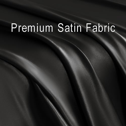 NTBAY Silk Satin Queen Sheet Set, 4-Piece Luxury and Soft Bedding Set Cooling Silky Sheets for Hair and Skin, Includes 2 Pillowcases, 1 Flat Sheet, 1 Fitted Sheet with Deep Pocket, Black NTBAY