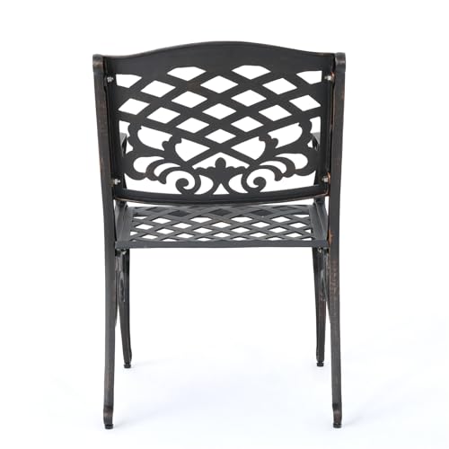 Modern Traditional Armchair, Dining Chair with Floral Decoration and Curved Legs, Outdoor Dining Chair with Lattice Design, Stylish Design, Perfect for The Garden, Backyard and Patio WoodArtSupply