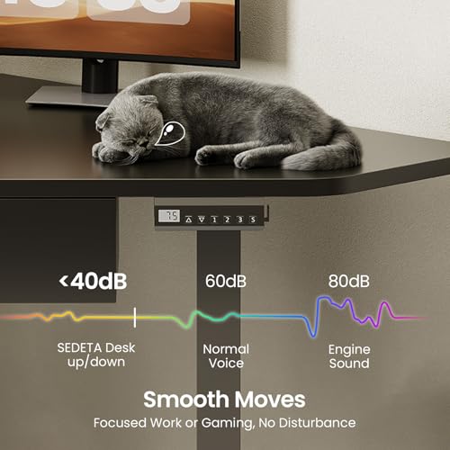 SEDETA Corner Standing Desk, 32'' Small Height Adjustable Electric Computer Desk with Drawer for Gaming, Small Space, Stand up Home Office Writing Desk, Small Gaming Table, Black SEDETA
