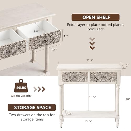 COSIEST Console Table with 2 Drawers, MDF Narrow Entryway Table with Storage Shelf, Wood Accent Sofa Table for Living Room, Entrance, Hallway, Couch, Light Grey COSIEST