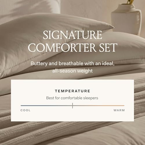 BOLL & BRANCH Signature Comforter Set - Full/Queen, Sageleaf - Duvet Insert and Cover in One Layer - Luxury Organic Cotton, Down Alternative, Hypoallergenic, All-Season - 1 Comforter and 2 Shams BOLL & BRANCH