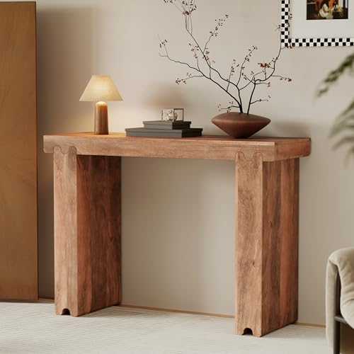 Merax Farmhouse Mango Wood Entryway Table, Minimalist Narrow Console Tables for Hallway, Living Room, Foyer, Easy Assemble, Honey Merax
