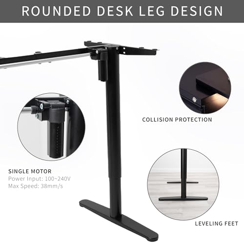 VIVO Electric Single Motor Standing Desk Frame for 41 to 74 in Table Tops, Memory Height Adjustment, Frame Only, Black, DESK-E151EB VIVO