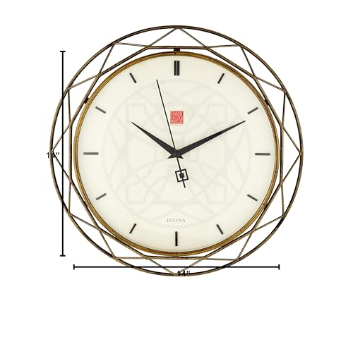 Bulova Clocks C4834 Luxfer Prism 14 Inch Frank Lloyd Wright Inspired Wall Clock Bulova