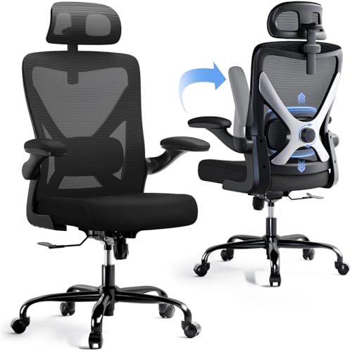 Ergalithic Ergonomic Office Chair - X-Shaped Computer Desk Chair Comfy, Gaming Chair, Office Chair with Lumbar Support, Mesh Office Chairs with Headrests, Desk Chair for Long Hours (Black Silver) Ergalithic