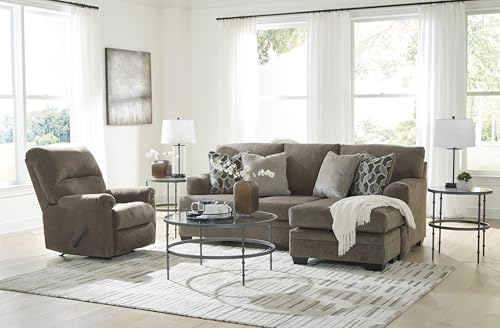 Signature Design by Ashley Stonemeade Casual Right-Arm Facing Sofa Chaise with 4 Toss Pillows, Dark Brown Signature Design by Ashley