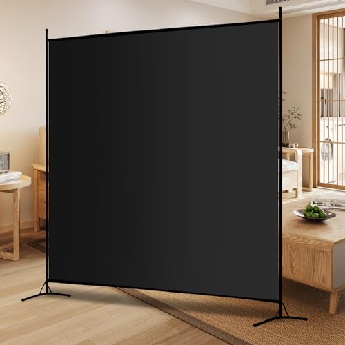 Carivia Single Large Panel Room Divider, 6 Ft Tall Privacy Screen Room Divider,Freestanding Room Partition Wall Divider,Lightweight Room Divider Screen for Home Office,69''W x 70''H, Black Carivia
