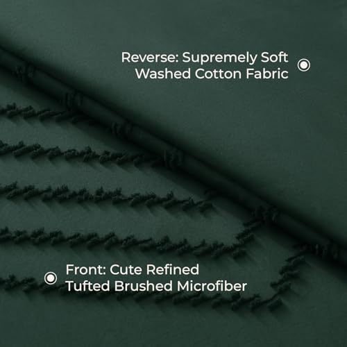 Litanika Comforters Queen Size Set with Sheets Dark Emerald Green - 7 Pieces Bed in a Bag Queen Chevron Tufted Complete Beddding Sets with Comforter, Sheets, Pillowcases & Shams