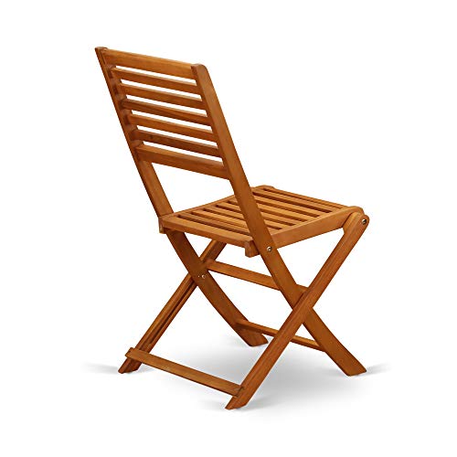 East West Furniture DEBS7CWNA 7-Piece Modern Set-6 Foldable Chairs Ladder Back and Outdoor Coffee Table and Rectangle Top with Wooden 4 Legs-Natural Oil Finish East West Furniture