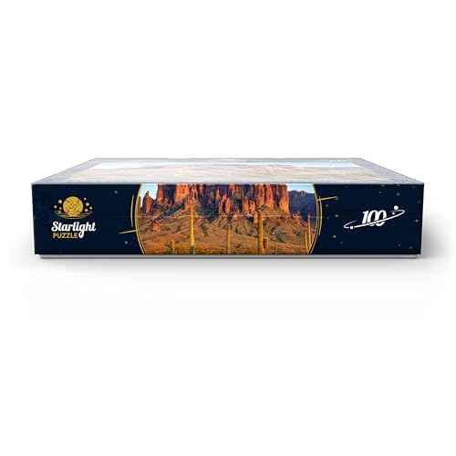 MyPuzzle The Superstition Mountains and Sonoran Desert Landscape at Sunset in Lost Dutchman State Park, Arizona - Premium 100 Piece Jigsaw Puzzle for Adults MyPuzzle.com