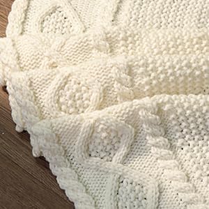 LimBridge Knitted Christmas Tree Skirt: 36 Inches Cream White Tree Skirt, Diamond Edge Cable Knit Thick Rustic Christmas Tree Decorations, Christmas Decor Xmas Holiday Home Party Decorations LimBridge
