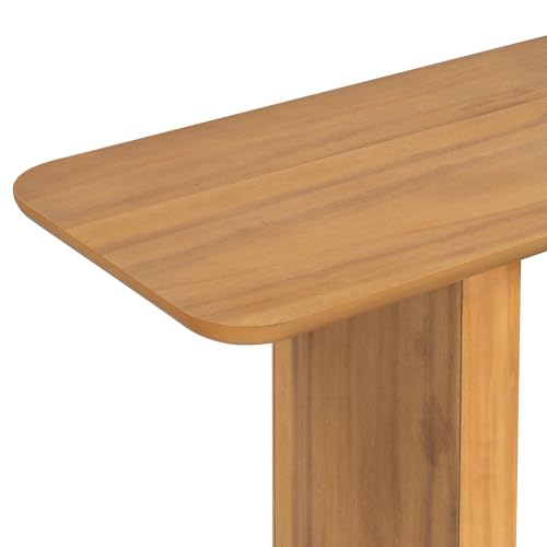 Merax Elegant Minimalist Console Table with Curved Corners, Natural Wood Veneer, U-Base Design Entryway Table for Displaying Treasures, Simple Assembly, Natural Merax
