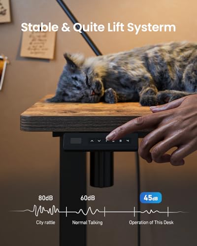 FEZIBO 55×32 inch L Shaped Electric Corner Standing Desk, 4 Memory Height Settings,Home Office & Computer Height Adjustable Table, Ergonomic Sit and Stand Up Workstation with Splice Board,Rustic Brown FEZIBO