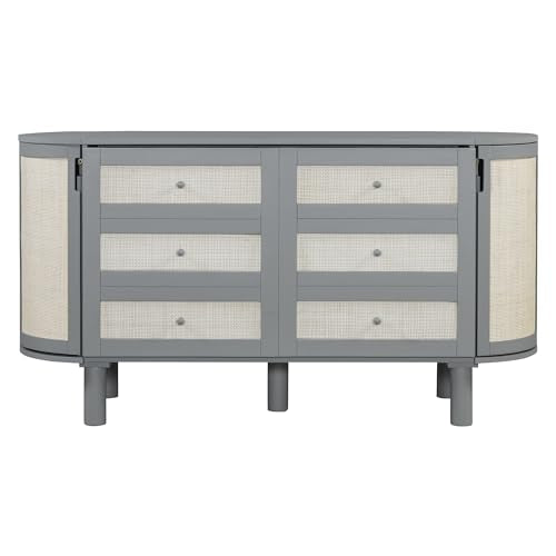 Harper & Bright Designs Full Murphy Bed with Hidden Storage & Modern Woven Design, Gray