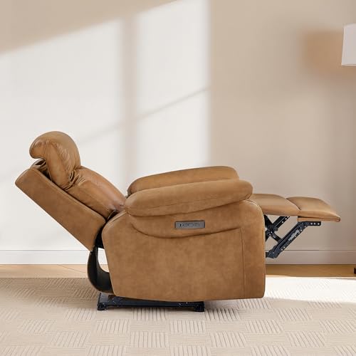KISLOT Power Recliner Chair Wall Hugger Recliner with Adjustable Headrest and Footrest Dual Motor Electric Faux Leather Reclining Sofa with USB/Type-C Charging for RV Living Room Bedroom